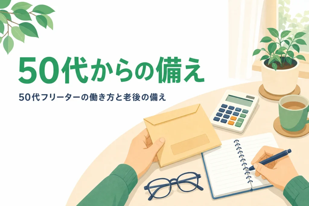 50代フリーターの働き方と老後の備えを紹介する記事のアイキャッチ