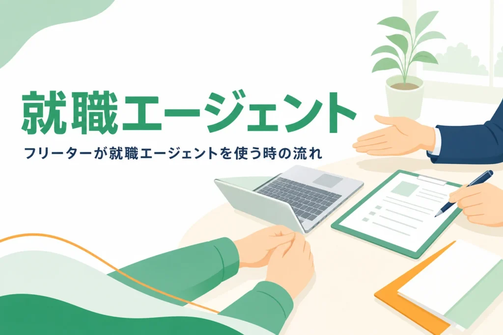 フリーターが就職エージェントを使う時の流れを紹介する記事のアイキャッチ