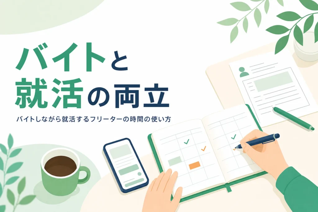 バイトしながら就活するフリーターの1週間の時間の使い方を紹介する記事のアイキャッチ