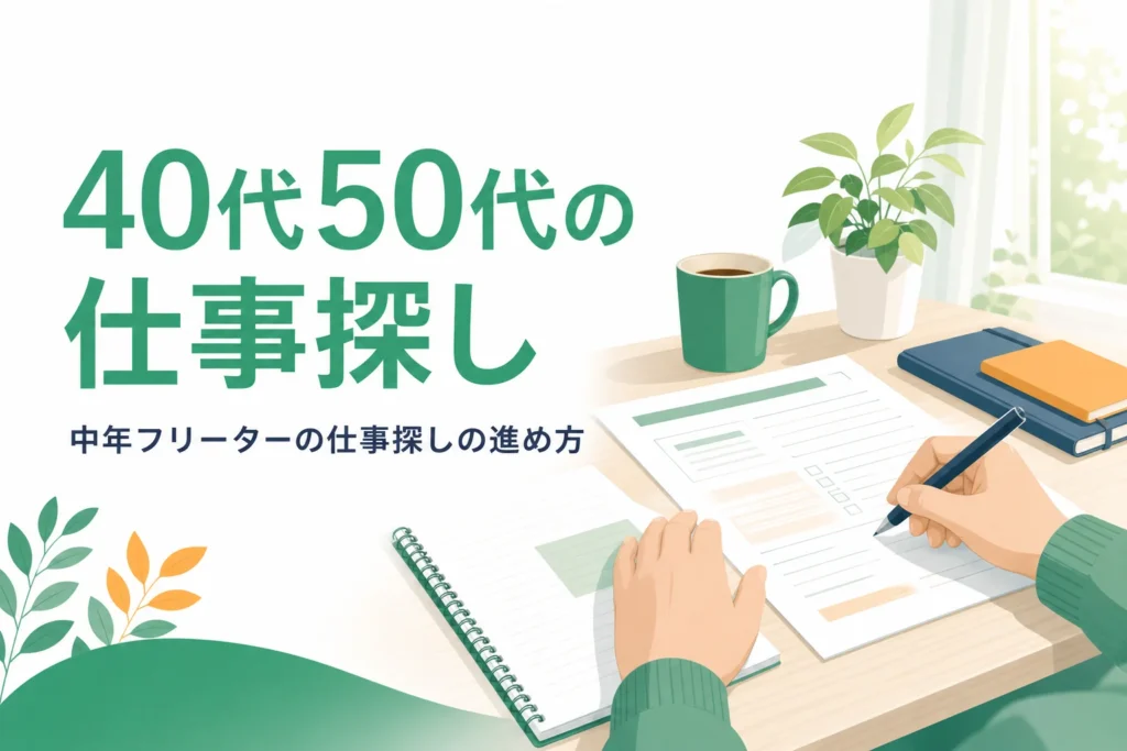 中年フリーターが40代・50代から仕事探しを進める記事のアイキャッチ