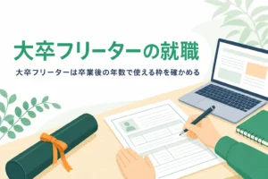 大卒フリーターが卒業後の年数で使える応募の枠と支援を紹介する記事のアイキャッチ