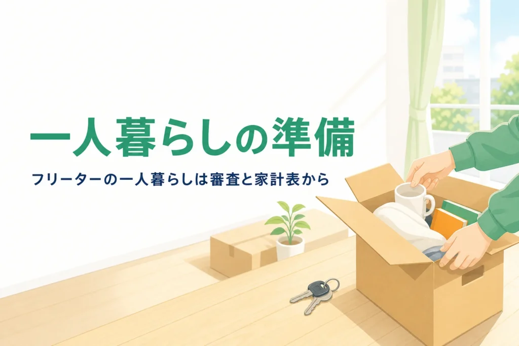フリーターの一人暮らしの部屋探しと生活費の考え方を紹介する記事のアイキャッチ
