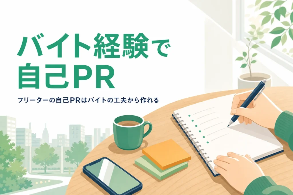 フリーターがバイト経験から自己PRを作る方法を紹介する記事のアイキャッチ
