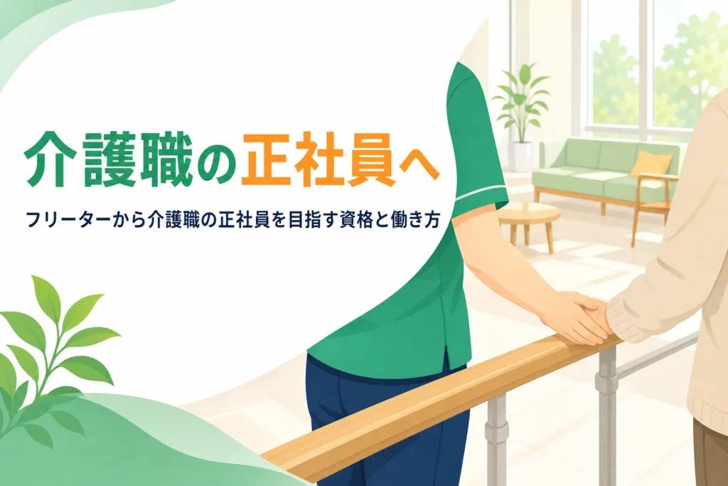 フリーターから介護職の正社員を目指す資格と働き方を紹介する記事のアイキャッチ