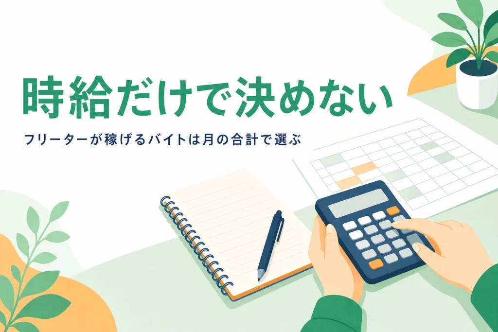 フリーターが稼げるバイトを時給だけでなく月の収入で選ぶ記事のアイキャッチ