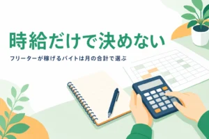 フリーターが稼げるバイトを時給だけでなく月の収入で選ぶ記事のアイキャッチ