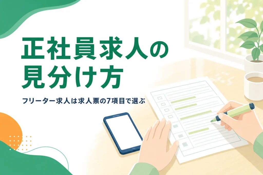 フリーターが正社員の求人を求人票の7項目で見分ける方法を紹介する記事のアイキャッチ