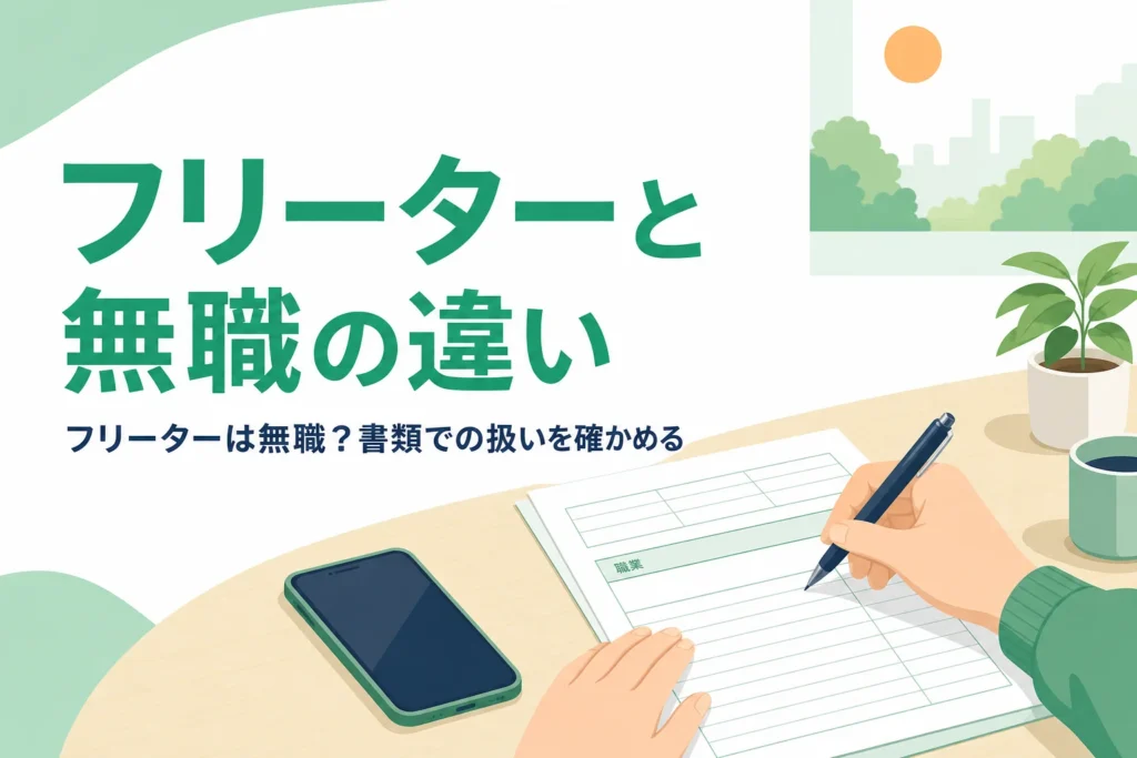 フリーターは無職なのかと書類での扱いを紹介する記事のアイキャッチ