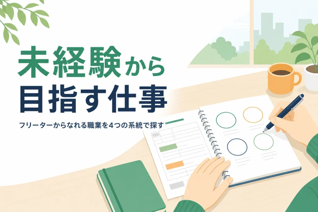 フリーターからなれる職業を4つの系統で紹介する記事のアイキャッチ