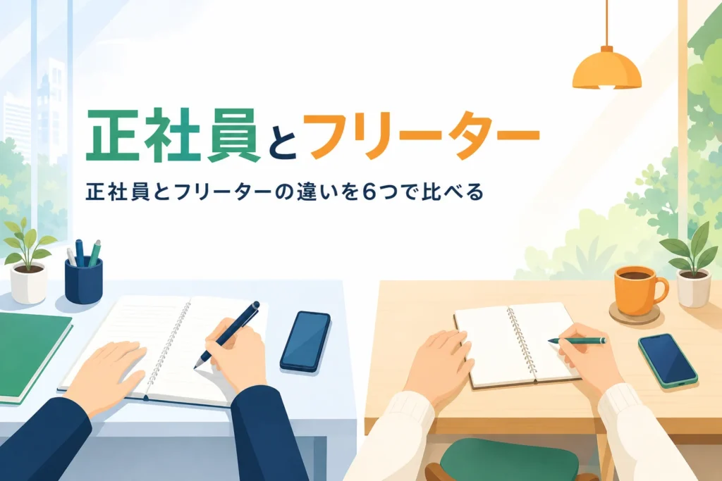 正社員とフリーターの違いを収入・保険・働き方で比べる記事のアイキャッチ