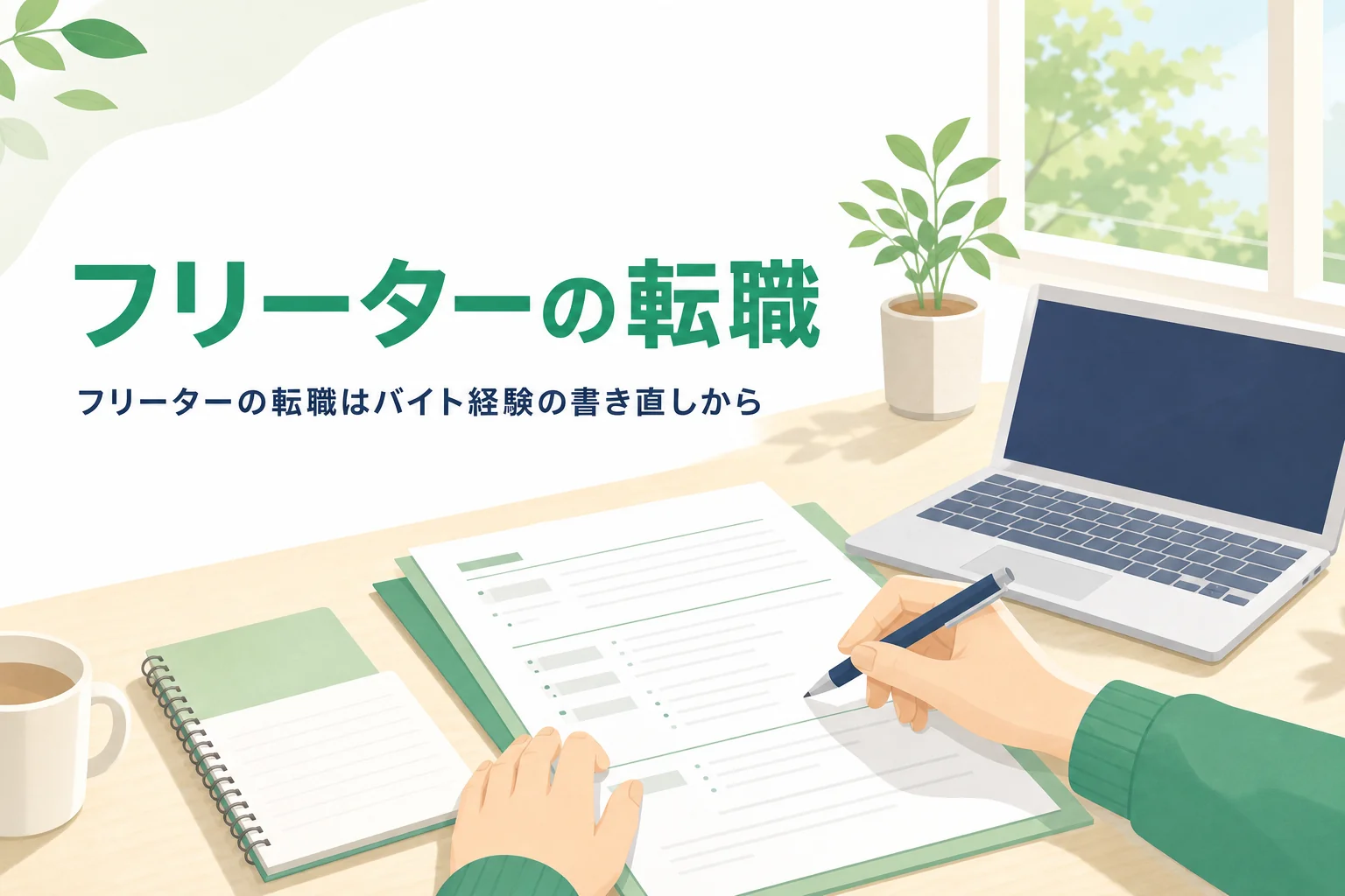 フリーターからの転職をアルバイト経験の書き直しから進める方法を紹介する記事のアイキャッチ